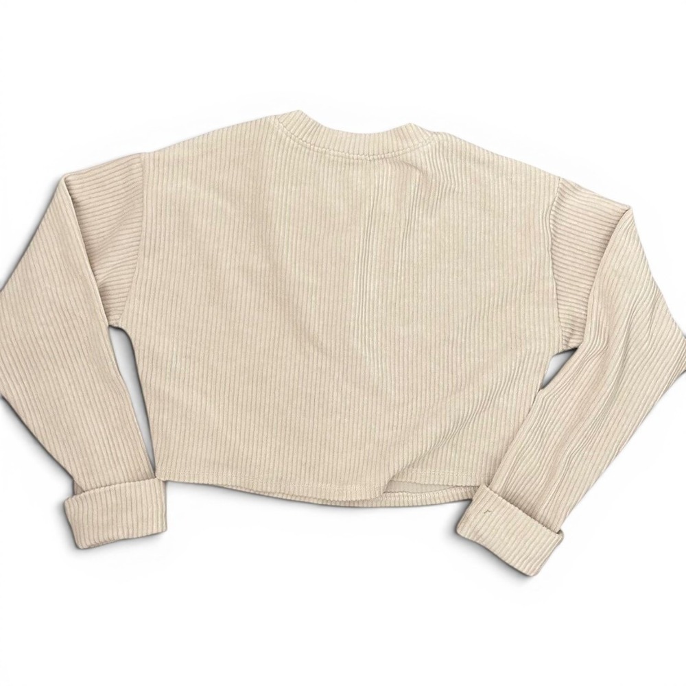 Altar'd State Cream Long Cuffed Sleeve Ribbed Cotton Blend Sweater Womens S - Picture 3 of 6
